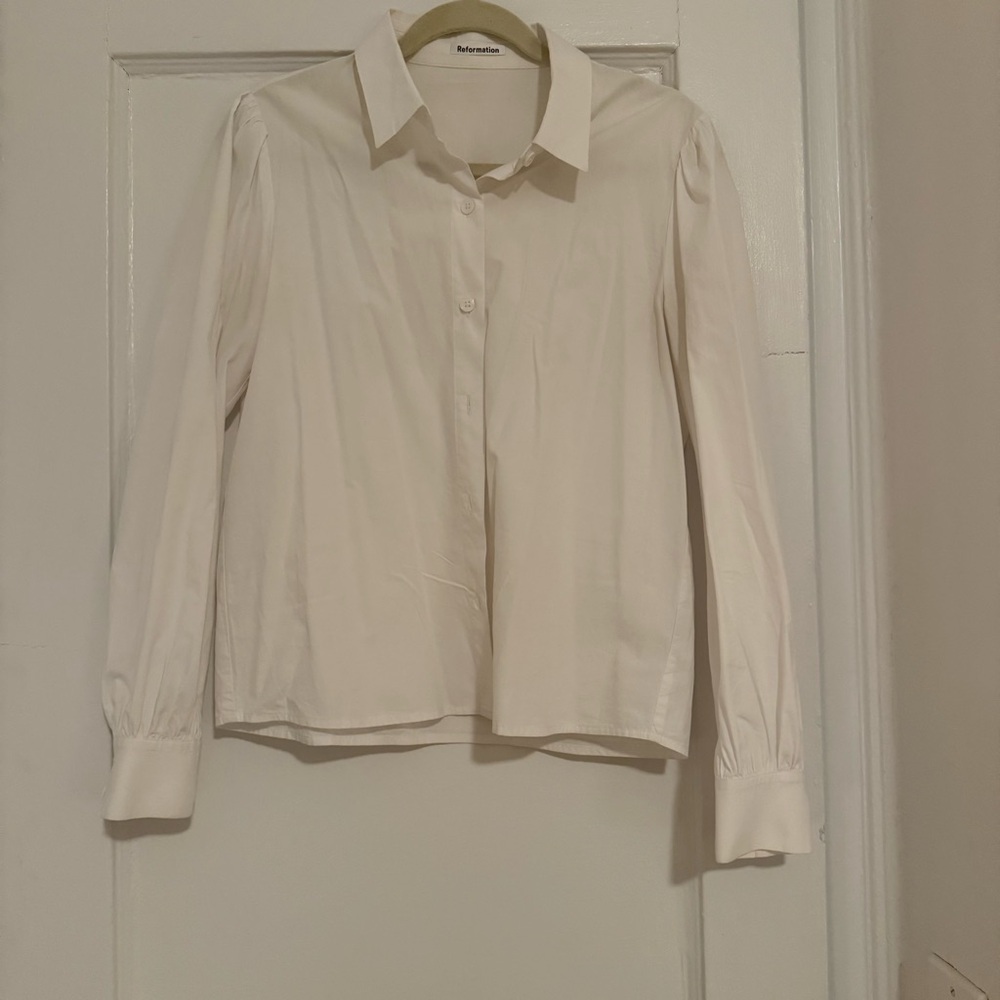 Reformation White Button-Up Shirt